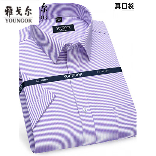 CEO Yageol Short Sleeve Shirt Herren 2025 Neues pures Baumwoll-No-Eisen-Casual-Pocket Professional-Shirt mit mittlerem Alter 6623 39 (vorgeschlagen 118-128jin [Jin ist gleich 0,5 kg])
