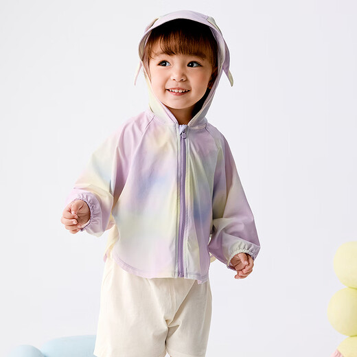 Balabala Summer Baby 2025 New Children's Sun Protection Clothing for Boys and Girls Hooded Loose Cute Breathable Children's Clothing Girls Jacket Red Tone 00366 120