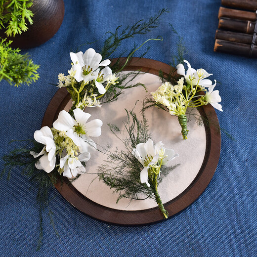 
Biyun Super Fairy Beauty Bride Wenzhu Green Grass Styling Flower Headdress Forest Hairpins Simple and Atmospheric Wedding Fresh Accessories Forest Three-piece Set