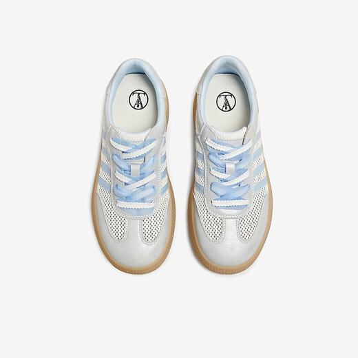 TATA thick sole breathable German training shoes for women casual sports shoes white shoes 2025 summer new style silver/meter/blue 37