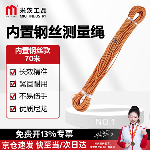 Mitzi Steel Wire Nylon Measuring Rope Thick Steel Wire Measuring Rope with Scale Engineering Pile Foundation Logging Rope Sports Rope Ruler 100 Meter Rope Built-in Steel Wire Model-70 Meters