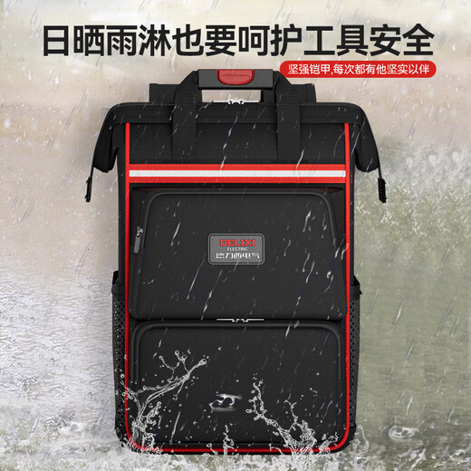 DELIXI ELECTRIC Backpack Tool Backpack Sturdy and Durable Thick Electrician Canvas Storage Multifunctional Repair Bag 16-inch Classic Thick Tool Bag
