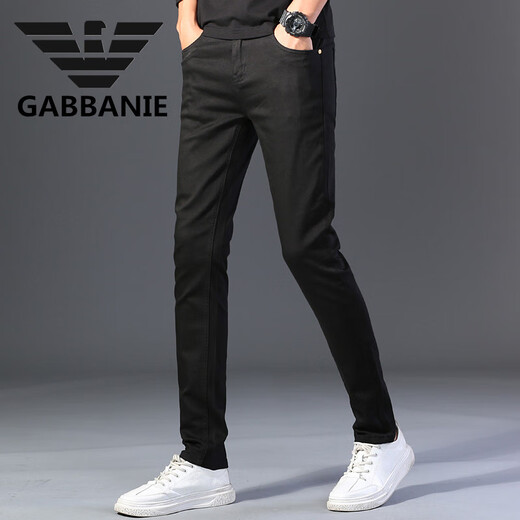 Falamone Armani Jeans Pure Black Jeans de alta gama Men's Spring and Autumn Nuevo estilo coreano Marca moderna Men White White Pure White Modelo de cuatro estaciones 28 2 pies 1 cintura
