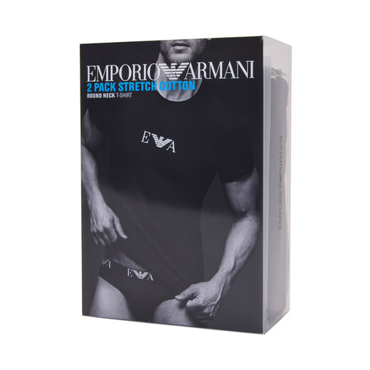 安普里奥·阿玛尼（Emporio Armani）夏季新款潮流休闲男短袖t恤打底衫2件套装111267 CC715 黑白L
