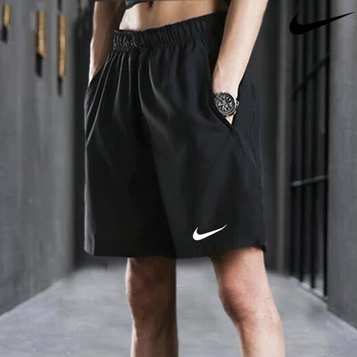 耐克（NIKE）冰丝短裤男士夏季透气快干薄款宽松跑步中裤男款外穿休闲五分中裤 DV9858-010 【光滑/纯色简约】 M 170/76A
