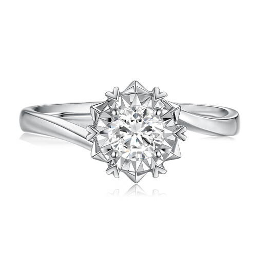 Magic Spot Sparkling Natural Diamond Proposal Ring for Women Twisting Arm Snowflake Love White 18K Gold Diamond Ring 10 Points Small Broken Diamond Natural Diamond Ring 10 Points + Exquisite Packaging Box. Please contact customer service for details.