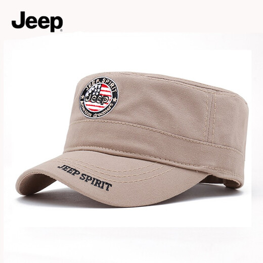 JEEP SPIRIT Jeep Flat Top Hat Men's Pure Cotton Sun Visor Cap Casual Hat Men's Outdoor Fishing Hat Spring and Autumn Baseball Cap Black