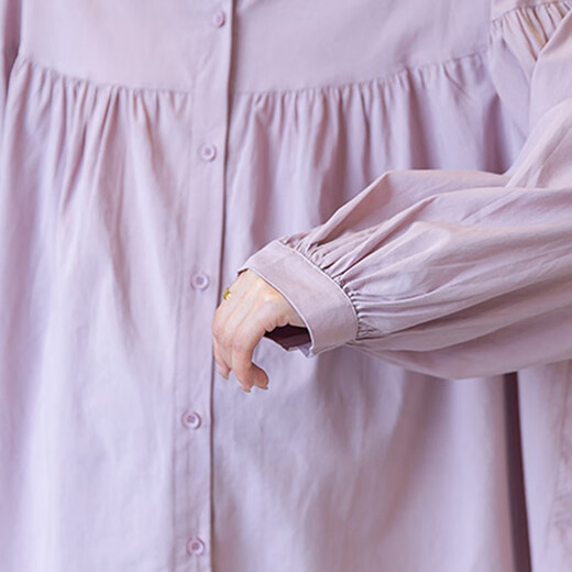 
October mother pregnant shirt spring and autumn new fashion embroidered loose age-reducing lantern sleeve doll shirt maternity top bleached (small stand-up collar long-sleeved shirt)