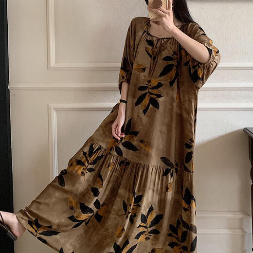 Ran Yilan ist so schön und elegant, langer Rock für Frauen im sommerlichen dünnen Baumwollseide -Long -Stil, der außen getragen werden kann, den Schlafanzug, damit Sie schlank aussehen. 8668 Rockbambus, durchschnittliche Größe F Rocklänge 12590-180jin [Jin ist gleich 0,5 kg]