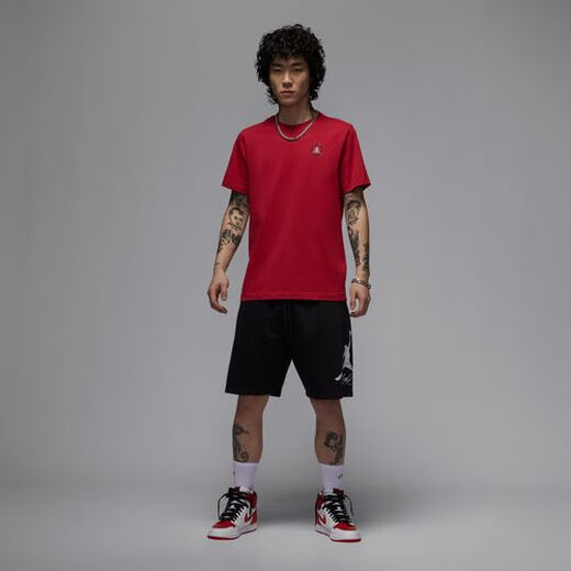 NIKEJordan耐克乔丹男子红色纯棉印花T恤夏季新款针织棉IB7529-687 2XL