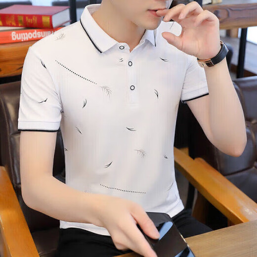 丨Lilang丨[Brand code breaks and picks up bargains] Short-sleeved T-shirt men's trendy brand-leading base shirt Korean style slim lapel half-sleeved top Black 3XL Recommended 150-165 Jin [Jin equals 0.5 kg]