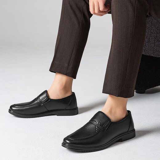 Red Dragonfly cowhide shoes for men 2025 spring men's over-the-foot cowhide shoes for middle-aged and elderly dads WTA15172 black 40