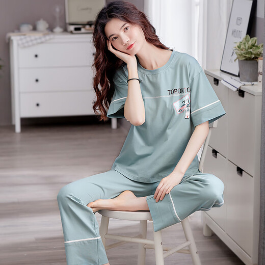 Modal pajamas for women in summer 2025 new short-sleeved trousers loose spring and autumn half-sleeved thin home clothing FTKALS-7374 L