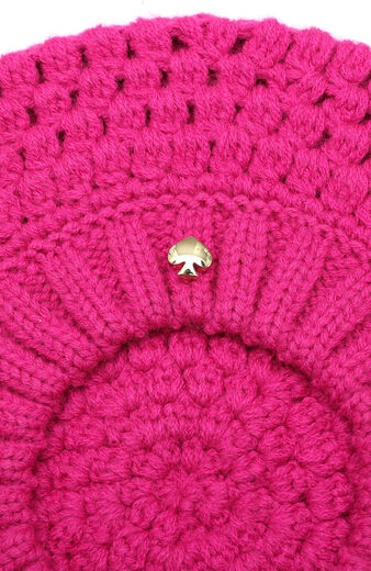 Kate spade new york women's crochet ribbed beret marker pink one size