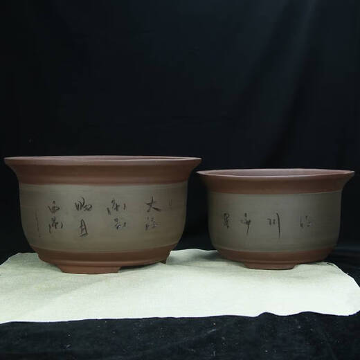 特大号紫砂花盆种树老桩60cm以上超大种发财树铁树陶瓷盆 854一套三个