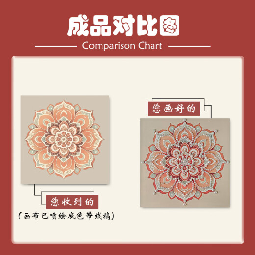 CLCEY中国风宋锦珍珠画DIY材料包母节活动非遗手工礼物高级感装饰画 LL13570【全彩喷绘】送点钻笔 20*20cm加厚实木内框+美观外框