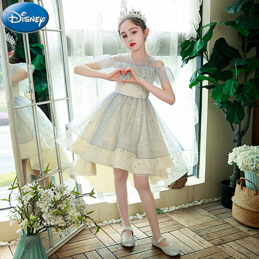 Vestido de princesa de Disney Vestido de cumpleaños para niñas Niños de altura de alta gama Flores Flores Boda Piano Piano Tocio Tw683 White [Sigue la corona] 130 cm