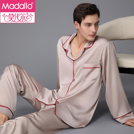 MODAL 2025 NOUVEAU VENSEMENTS HOME MEN'S Spring Set Silk haut de gamme Froid et pyjamas lâches de printemps et d'été pour hommes 3899 Gris clair xl (poids 135 à 155)