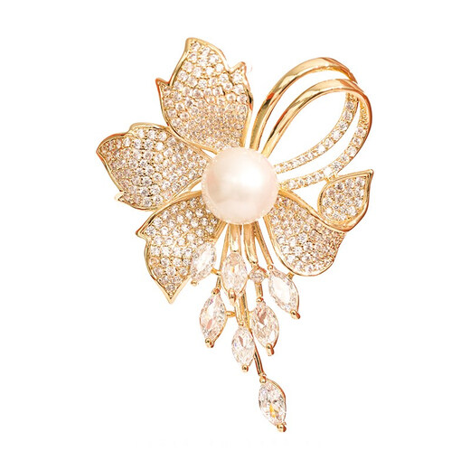 Feiyu A2025 new flower brooch women's corsage high-end exquisite fashion luxury temperament high-end light luxury with suit flower brooch + blue gift box