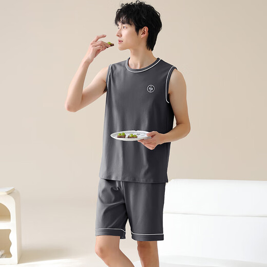Yiduo pijamas algodón de algodón puro verano sin mangas delgadas simples pantalones de cinco puntos de cinco puntos