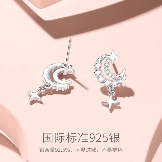 Fanqi (Fanci) Yueluo Xinghe Earrings for Women Silver Moon Stars Gift for Girlfriend on her Birthday Yueluo Xinghe Earrings