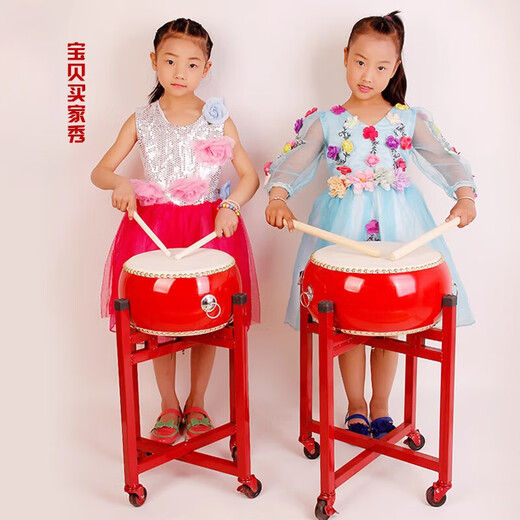 时笙5—10寸牛皮鼓大鼓儿童玩具鼓幼儿园小鼓0—3岁锣鼓镲打击乐器 6寸+大镲12cm+大锣12cm