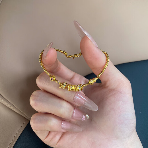 瑞诺黄金锤纹葫芦盘缠手链女新款999足金小金圈手串生日礼物送女友 金圈盘缠手链/金重约10.27g