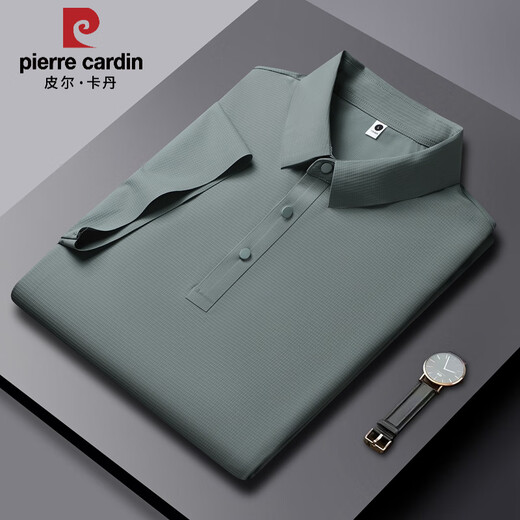 Pier Cardin summer new ice silk Polo shirt men's short-sleeved T-shirt casual breathable t-shirt ice-filled mature half-sleeved breathable top PM-12357 khaki M