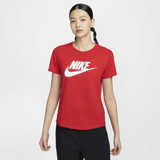 耐克（NIKE）ESSENTIALS女子印花T恤秋季纯棉休闲轻便柔软舒适DX7907 828柔和橙 2XL