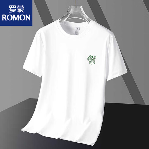 
ROMON (ROMON) ice silk men's short-sleeved summer T-shirt modal ice-sensing thin T-shirt white quick-drying half-sleeved top #1301 White# M 100Jin[Jin equals 0.5 kg]-110Jin[Jin equals 0.5 kg]