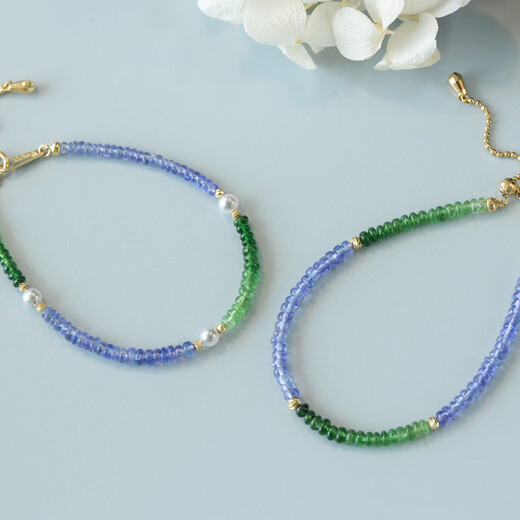 Shaoyu Monet Garden Natural Tsavorite Tanzanite Japanese Akoya Pearl Necklace Bracelet Ready Stock/Pearl Style/Necklace Total Length Approximately 42+5cm