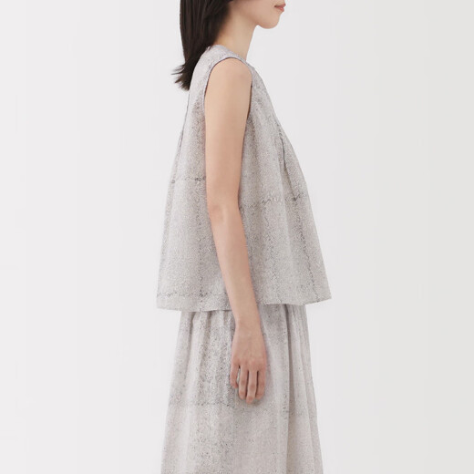 Impresión de madera de madera de Muji y camisa sin mangas teñidas para el chaleco para mujeres ropa de mujer de 25 años de algodón puro patrón de algodón puro XL (165/92a)