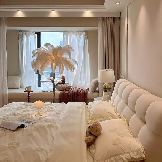 
Disney Puff Bed Cream Cat Fleece Cloth 1.8m 2m Double Cloud Bed Simple Storage Master Bed 671# Bed + Environmentally friendly Mountain Brown Mattress 1.5*2.0m Frame [15cm Silent Bed Board]