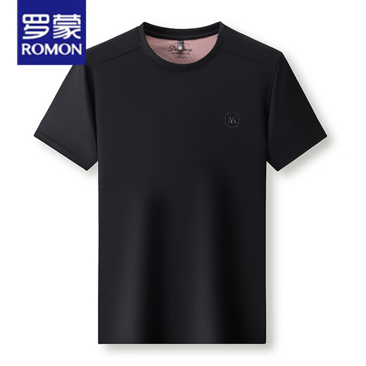 Camiseta de manga corta de Romon para hombres Reduck Round Casual Sports Traje transpirable de dos piezas Summer 2025 Nuevo pantalones Traje de pantalones cortos grises 13601 M 165