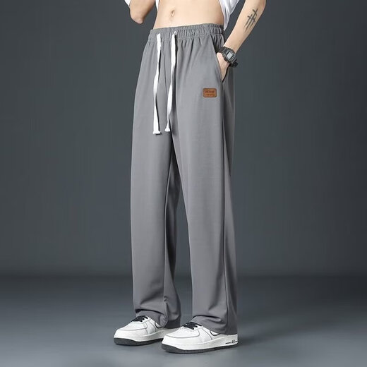 
Ice silk pants for men's summer thin fashion brand draped straight men's pants wide-leg loose nine-point casual trousers for boys Runxuan-B23 khaki (cool upgraded version) 2XL (recommended 140-155 Jin [Jin equals 0.5 kg])