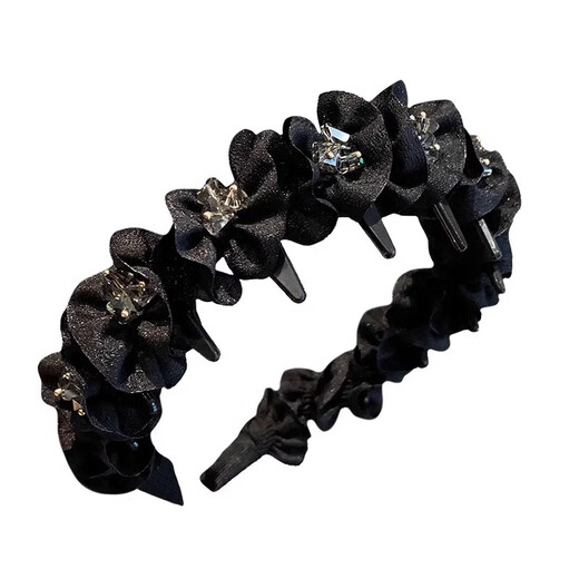 Senqi high-end black headband for women 2025 new pleated high skull headband Princess of Paris toothed wavy hairpin F3417 black pleated crystal headband