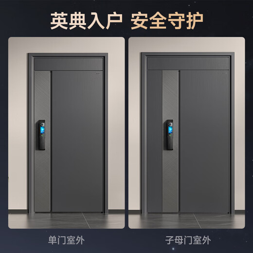 英典玄武甲级防盗门家用入户门智能门进户门加高门楣子母门防撬防爆别墅大门 2050*1050/2150*960 【顶配款】双面大彩屏+主动对讲+3D人脸智能锁