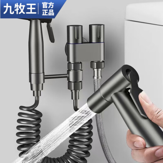 九牧王【3892人收藏】304不锈钢增压喷枪水龙头冲水枪卫生间马桶伴侣厕 【亮银色】不锈钢喷枪旋转冲洗套 全铜加厚款