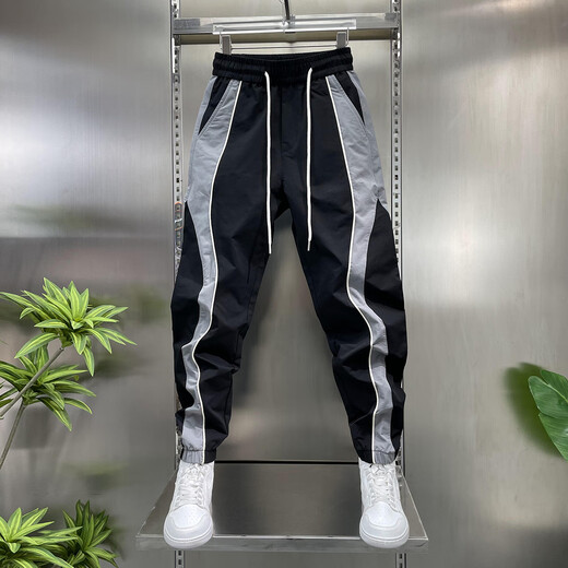 Feidi Sen Mengs Hosen für die Sommer-Dünnfunktionshose für Männer für Jungen, die modische einfache und vielseitige elastische Gelegenheitshose für Männer 679 schwarz (Sommer-Dünnstil) 32 (empfohlen 120-130jin [Jin entspricht 0,5 kg]))