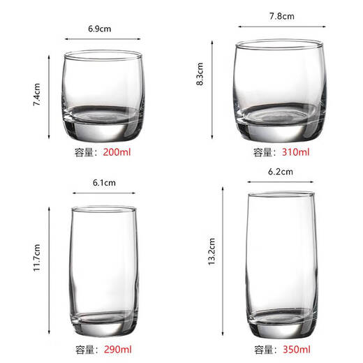 Yonghuan Transparent Simple Glass Cup Hotel restaurante Beber Copa de agua Copa de té Copa de cerveza Bebida Beber Desayuno de leche 13791 Color-Transparente 200ml-1
