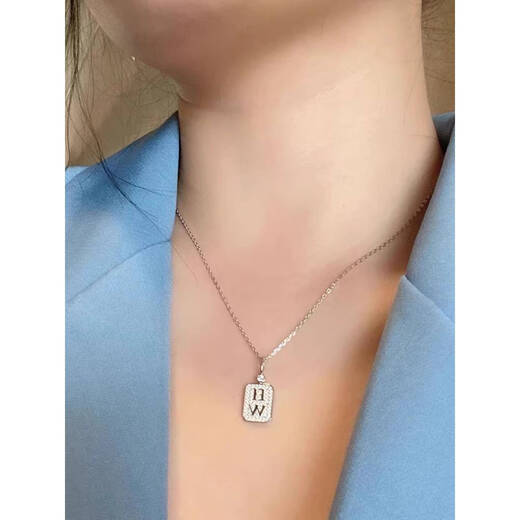 Chi Xing high-end HW necklace HW18K full diamond logo perfume bottle letter four-leaf clover pendant clavicle chain for women white gold