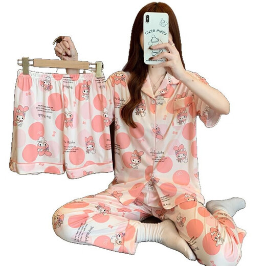 S.Sofea THAI PAJAMAS COURT COURT LE SETTRIE DE TROIS POUR FEMMES PRINDS ET ÉTÉ CHARGES IMPRESSIONNÉS LA LA MAISON LEAU 14137 # [Ensemble à trois pièces] 170 M