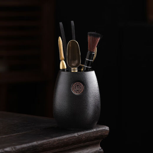 [Clásico] Ceremonia de té de cerámica negra Seis caballeros set kung fu set de té de té té té herramienta té clip de cerámica negro