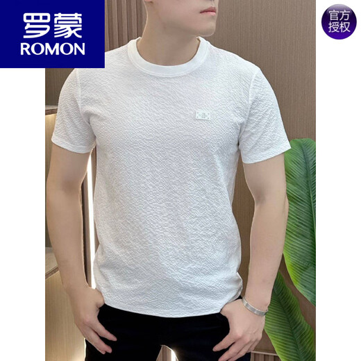 罗蒙（ROMON）2025新款男士短袖T恤夏季轻奢百搭体恤凉感高品质潮流半袖冰丝衫 1105白色 轻奢质感 M 80-100斤