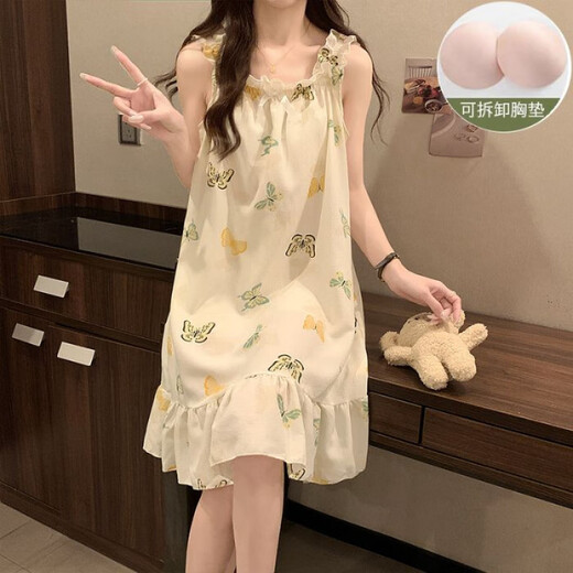 含蕊泡泡棉吊带睡裙甜美可爱胸垫可拆洗家居服 CX-5010#彩虹笑脸 180 XL