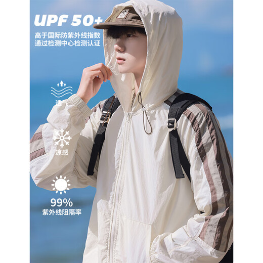 MMOPTOP ice silk UPF50+ sun protection clothing summer men's thin ice fishing clothing jacket MFS01 apricot L
