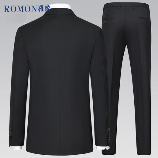 罗蒙（ROMON）西服套装男士修身职业正装商务伴郎服新郎服结婚礼服 藏青色3XL