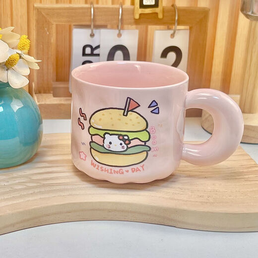 Cute Fufu Birthday Cake Mug Ceramic Cup with Covered Spoon as a Beautiful and Meaningful Birthday Gift for Girls Gift Box Cheese Cup + Cover + Spoon 1 Piece 350ml