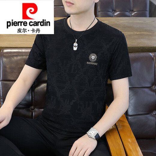 皮尔卡丹冰丝短袖t恤男士夏季2025新款高端虎头烫钻潮流上衣冰感半袖 753白色 3XL 170-190斤