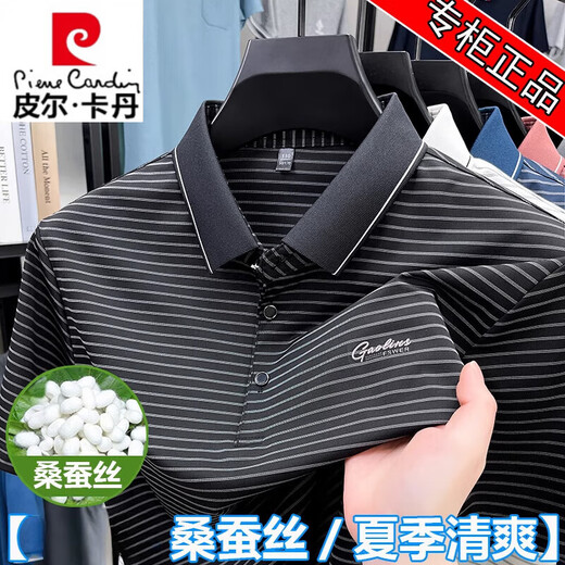 T-shirt à manche à manche à manche courte Pierre Cardin High-De rendez-vous T-shirt à rayures en soie hommes t 9922 bleu M 165 [Recommandé 90-120 Jin [Jin est égal à 0,5 kg]]]